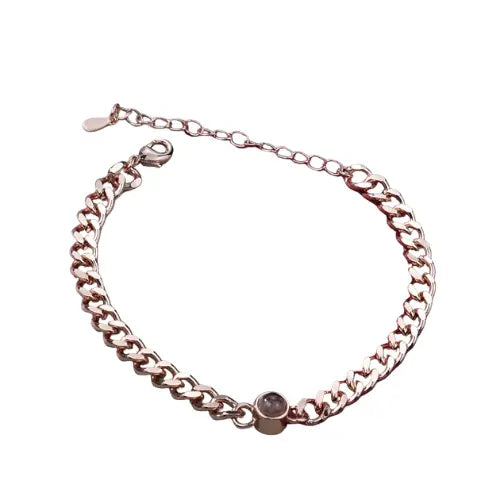 Pulseira Feminina de Prata Pingo Eterno - Com Foto Personalizável