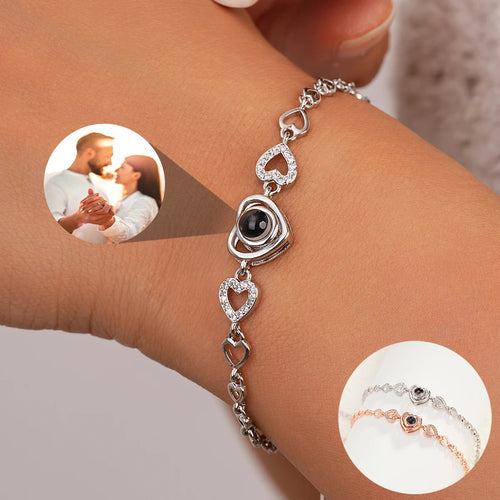 Pulseira de Prata Com Foto Personalizável - Memories On Your Pulse