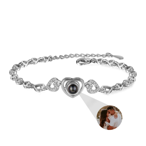 Pulseira de Prata Com Foto Personalizável - Memories On Your Pulse