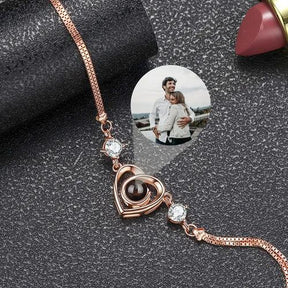 Pulseira de Prata Feminina Com Foto Personalizável - Memories Love