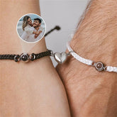 Conjunto Pulseira Magnética Com Foto Personalizável - You Complete My Heart