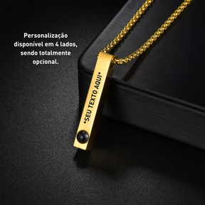 Colar Dourado Personalizado Com Foto e Texto - Barra de Memórias