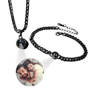 Conjunto Masculino: Pulseira e Colar Com Foto Personalizável - MensKit