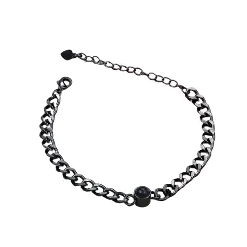 Pulseira Feminina de Prata Pingo Eterno - Com Foto Personalizável