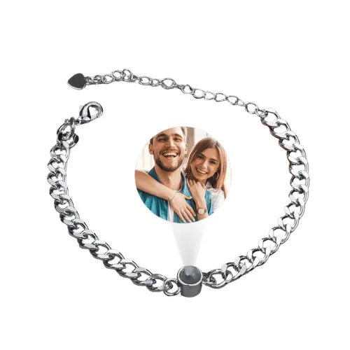 Pulseira Feminina de Prata Pingo Eterno - Com Foto Personalizável