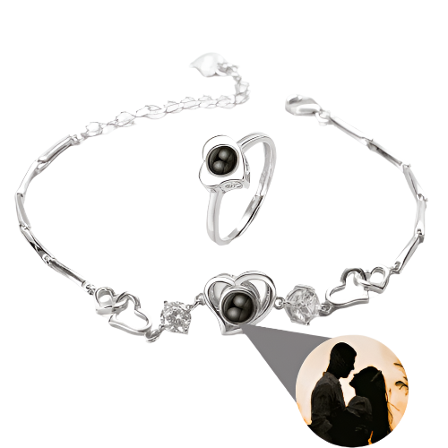 Conjunto Especial Pulseira e Anel Com Foto Personalizável - Double Moments