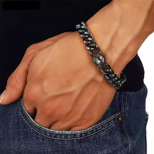 Pulseira Masculina Com Foto Personalizável - Pingo Eterno